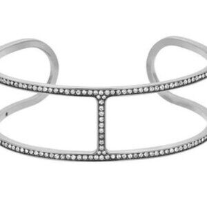MICHAEL KORS Silver Tone Brilliance Cuff Bracelet Crystals Pave w/Pouch